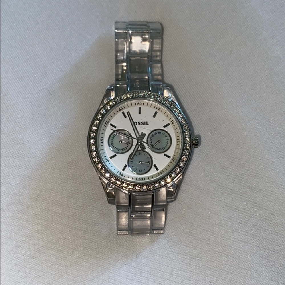 Clear acrylic Fossil watch